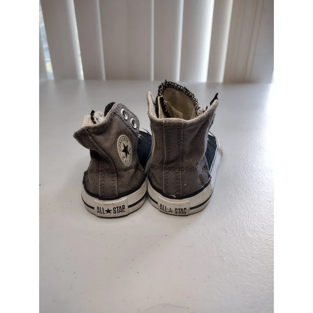 Converse All Star High Top Toddler‎ Shoes Black Gray Canvas Lace Up Size 5